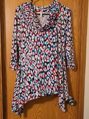 Chaus Multicolor Cowl Neck Tunic Large